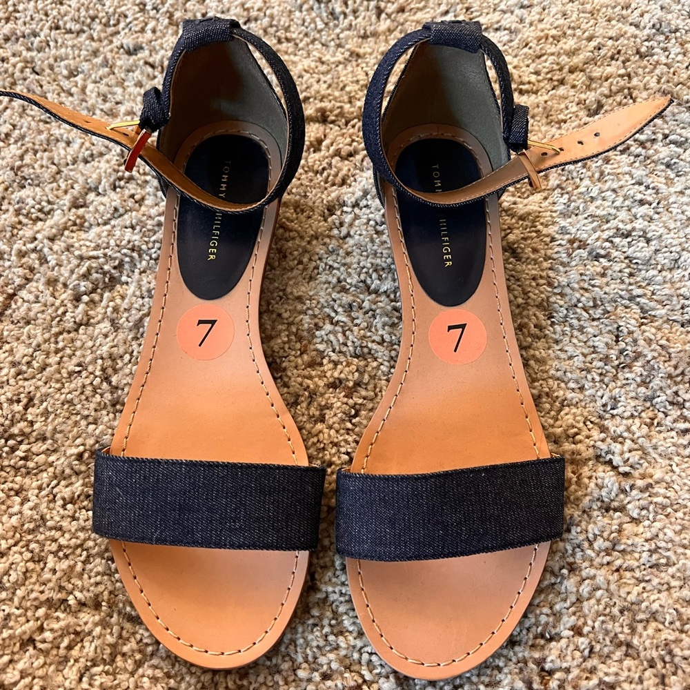 blue denim sandals